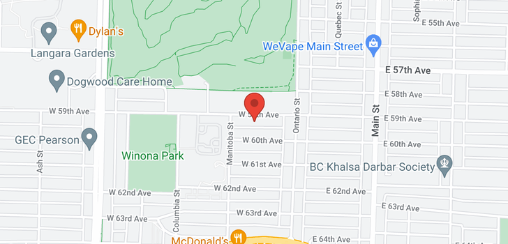 map of 116 W 59TH AVENUE